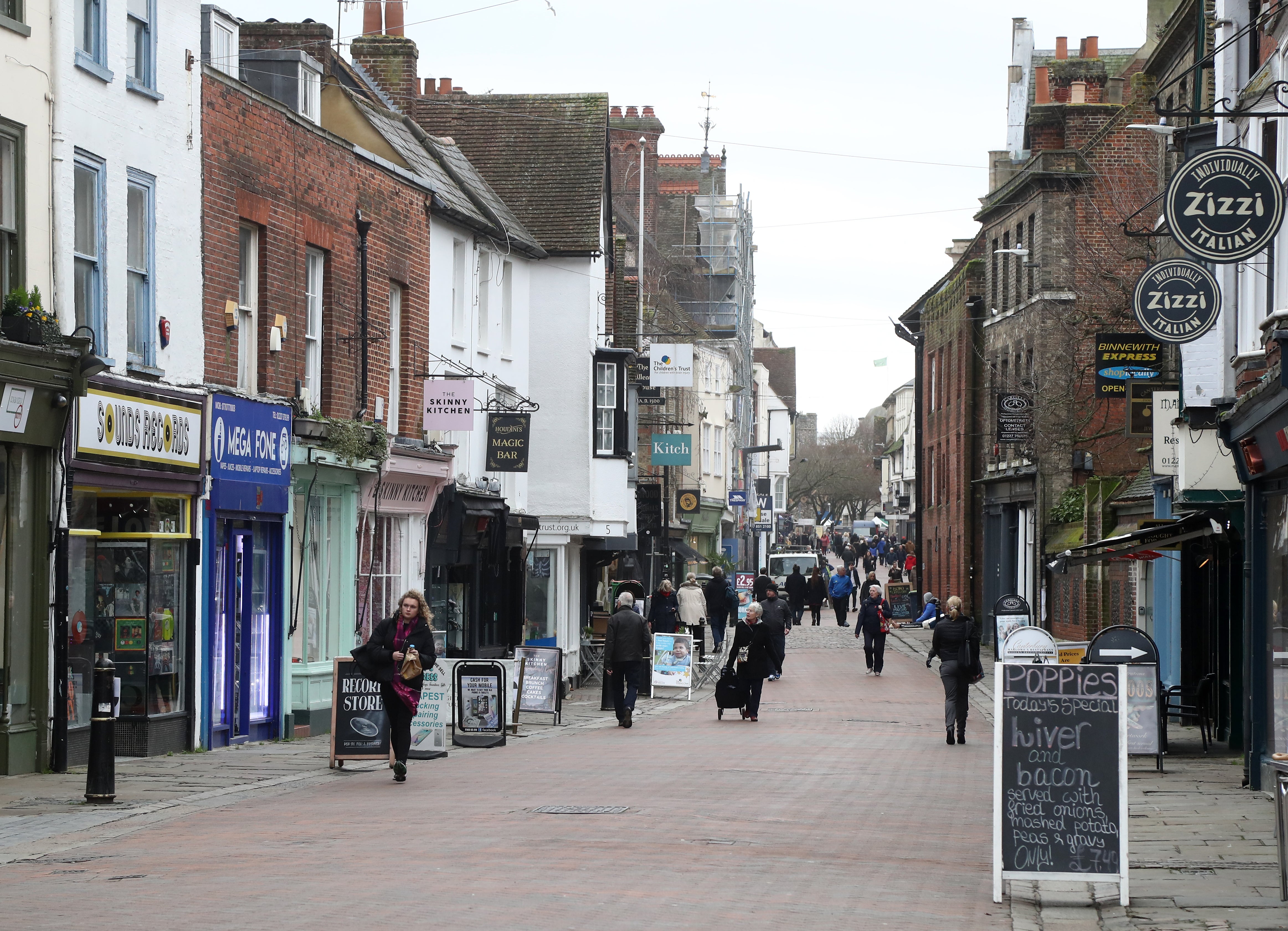 Footfall on high streets declined by 15.9% (PA)