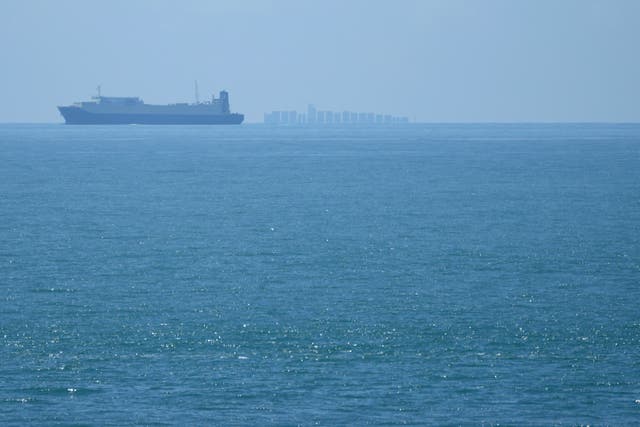 <p>Ships move through the Taiwan Strait as seen from the 68-nautical-mile scenic spot, the closest point in mainland China to the island of Taiwan, in Pingtan in southeastern China's Fujian Province</p>