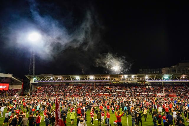 Forest fans invaded the City Ground pitch after their side beat Sheffield United and there were several unsavoury scenes (Zac Goodwin/PA)
