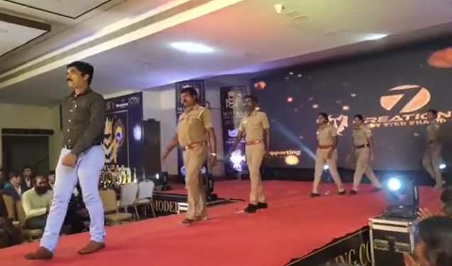 Five Indian police officers have been transferred from their serving posts in Tamil Nadu after they walked down a ramp in a beauty pageant
