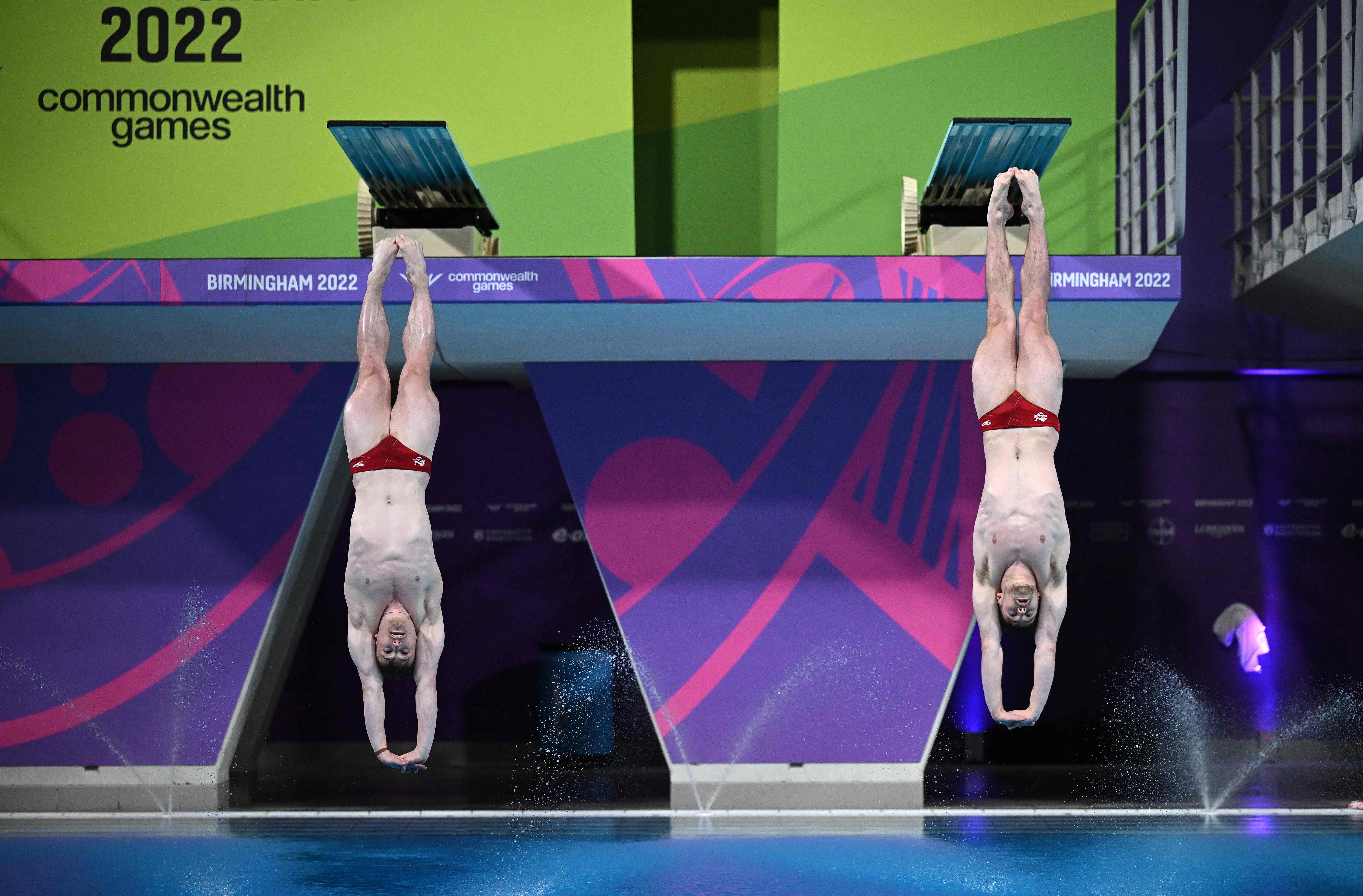 Anthony Harding and Jack Laugher during the synchronised 3m springboard final