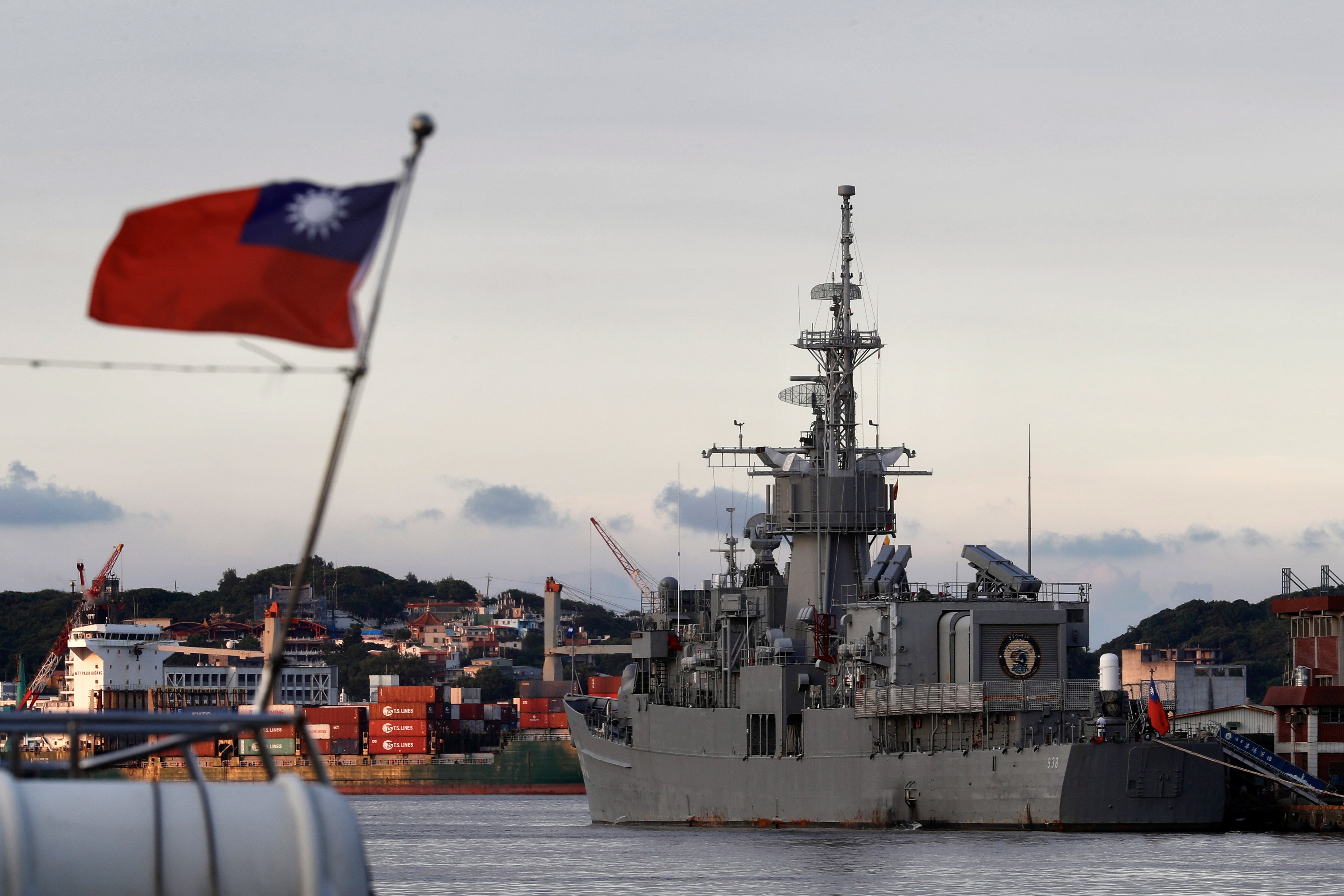 Taiwan Navy's Chi Yang-class frigate Ning Yang (FFG-938) is anchored at a harbour in Keelung city, Taiwan, 05 August 2022