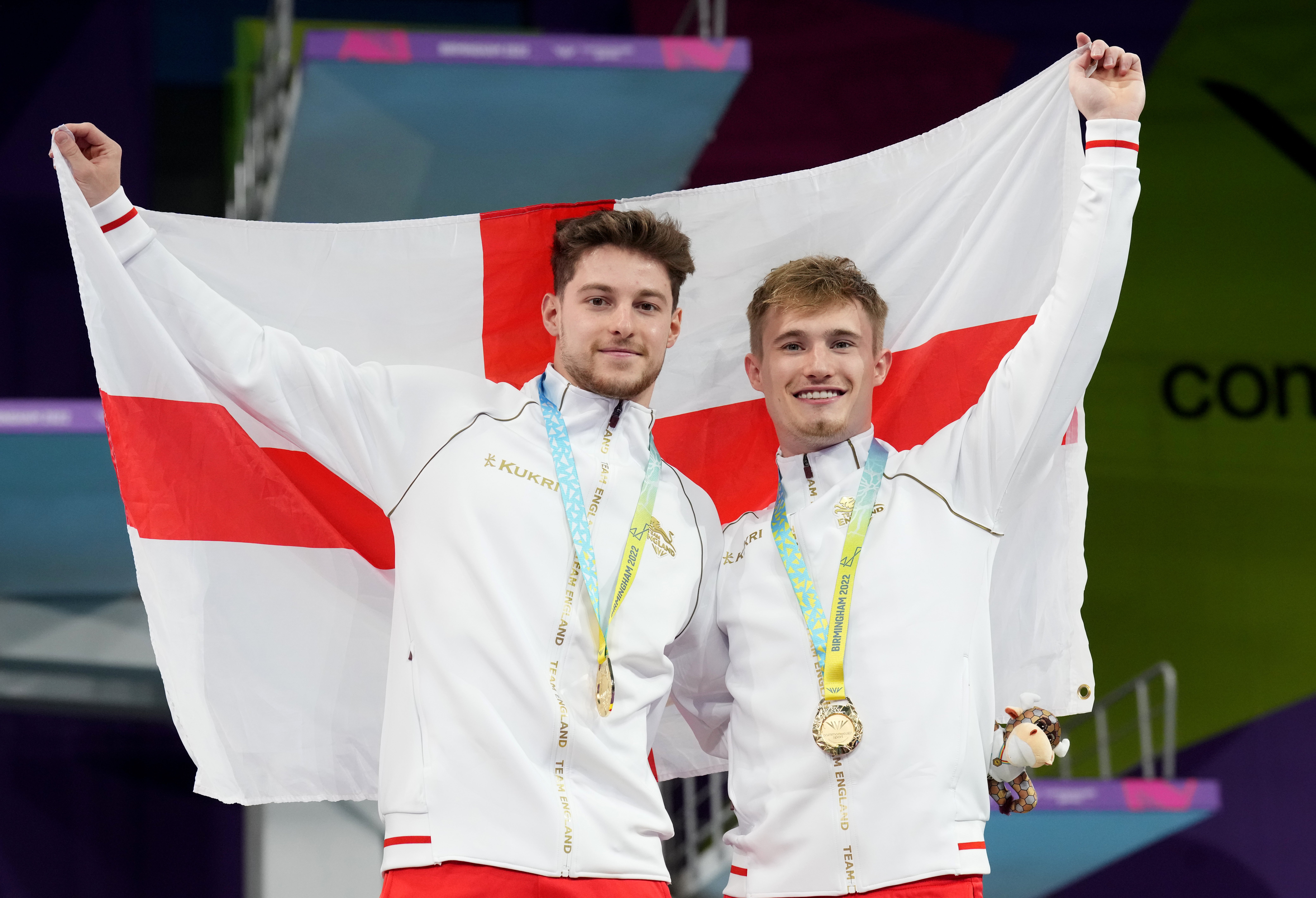 England’s Anthony Harding and Jack Laugher sealed gold in the synchronised 3m springboard final (Tim Goode/PA)