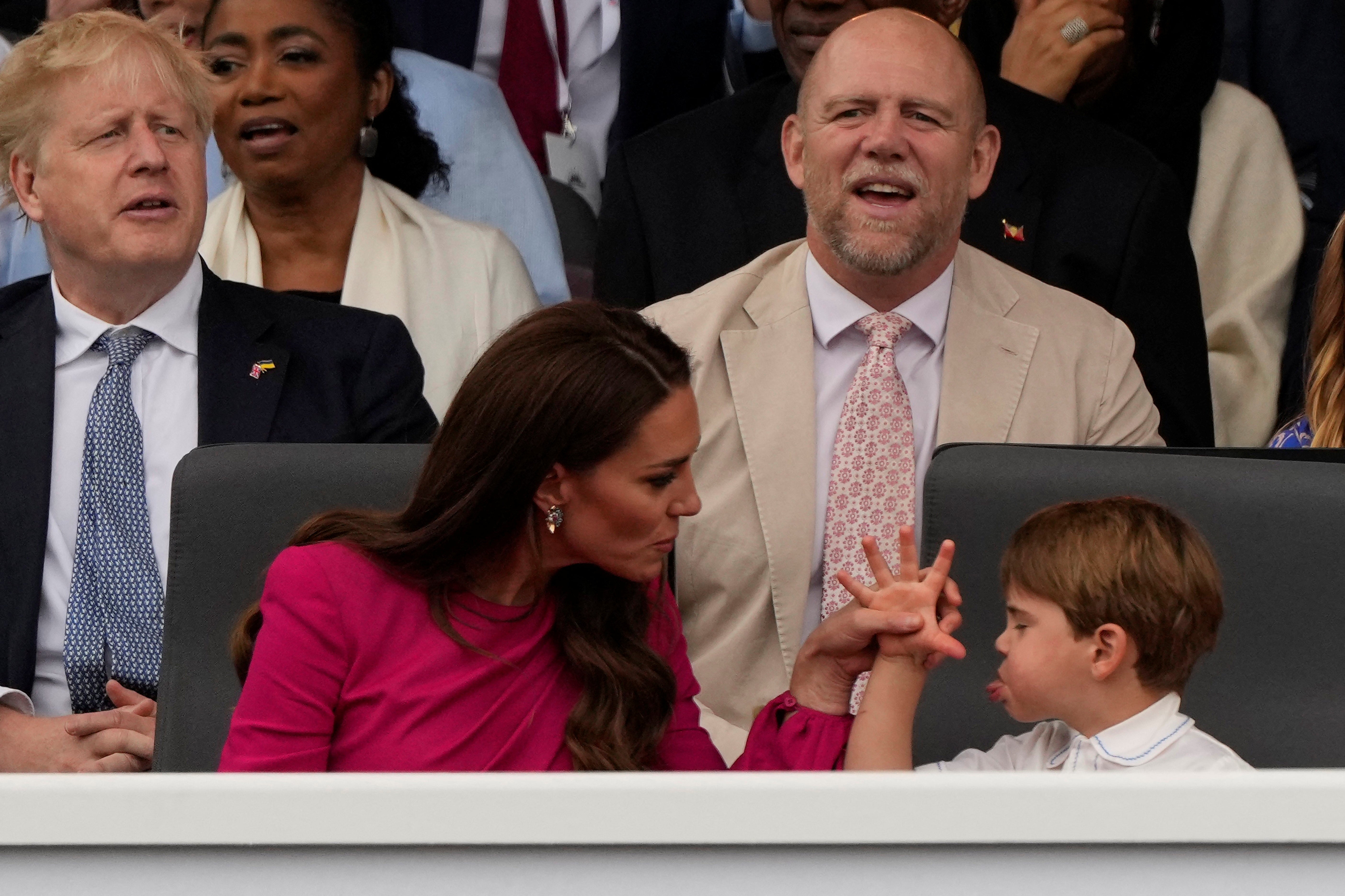 Prince Louis makes a ridiculous face at his mother, the Duchess of Cambridge, at the Platinum Jubilee parade