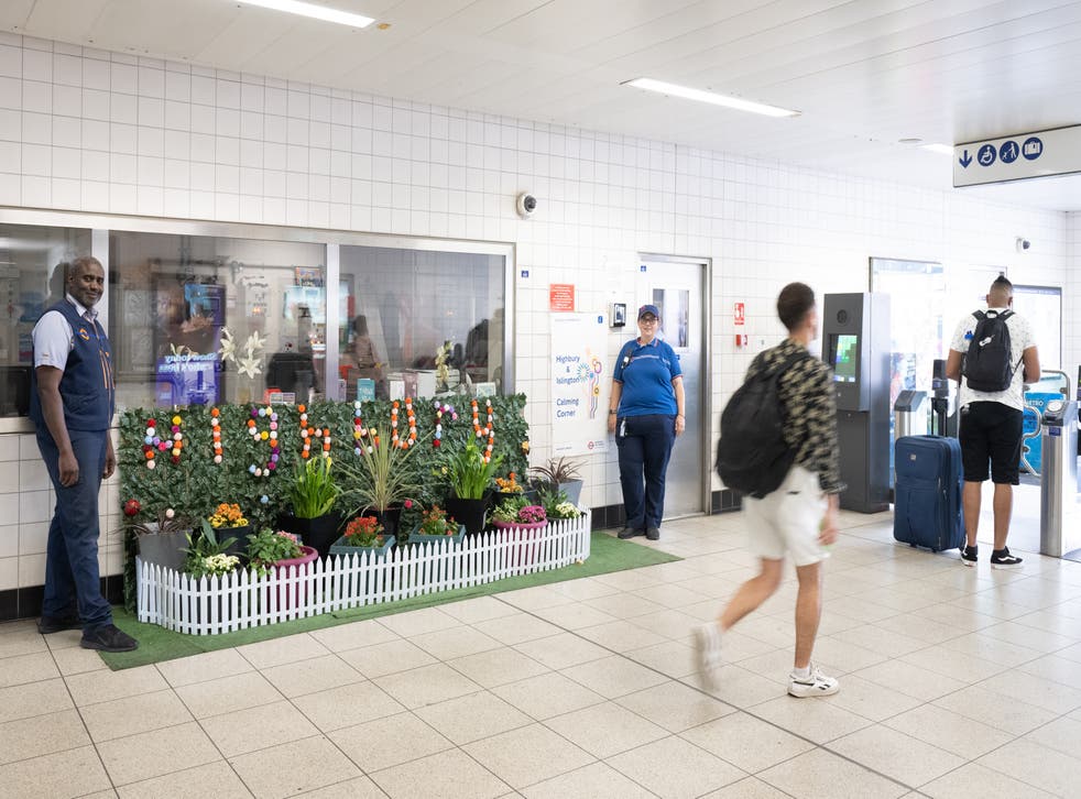 <p>Staff brightened up the ticket barrier area with colourful pots of plants  </p>