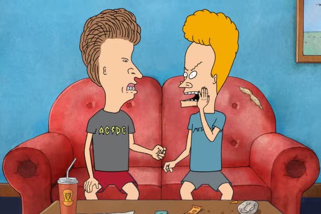 <p>Beavis and Butt-head with the same T-shirts, though the world has changed around them </p>