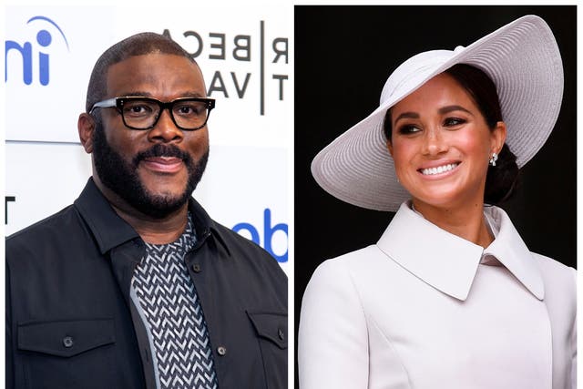 <p>Tyler Perry and the Duchess of Sussex</p>