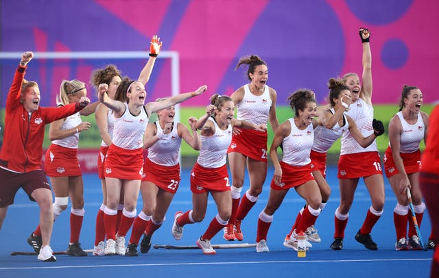 <p>England celebrate winning the penalty shootout in the semi-final </p>