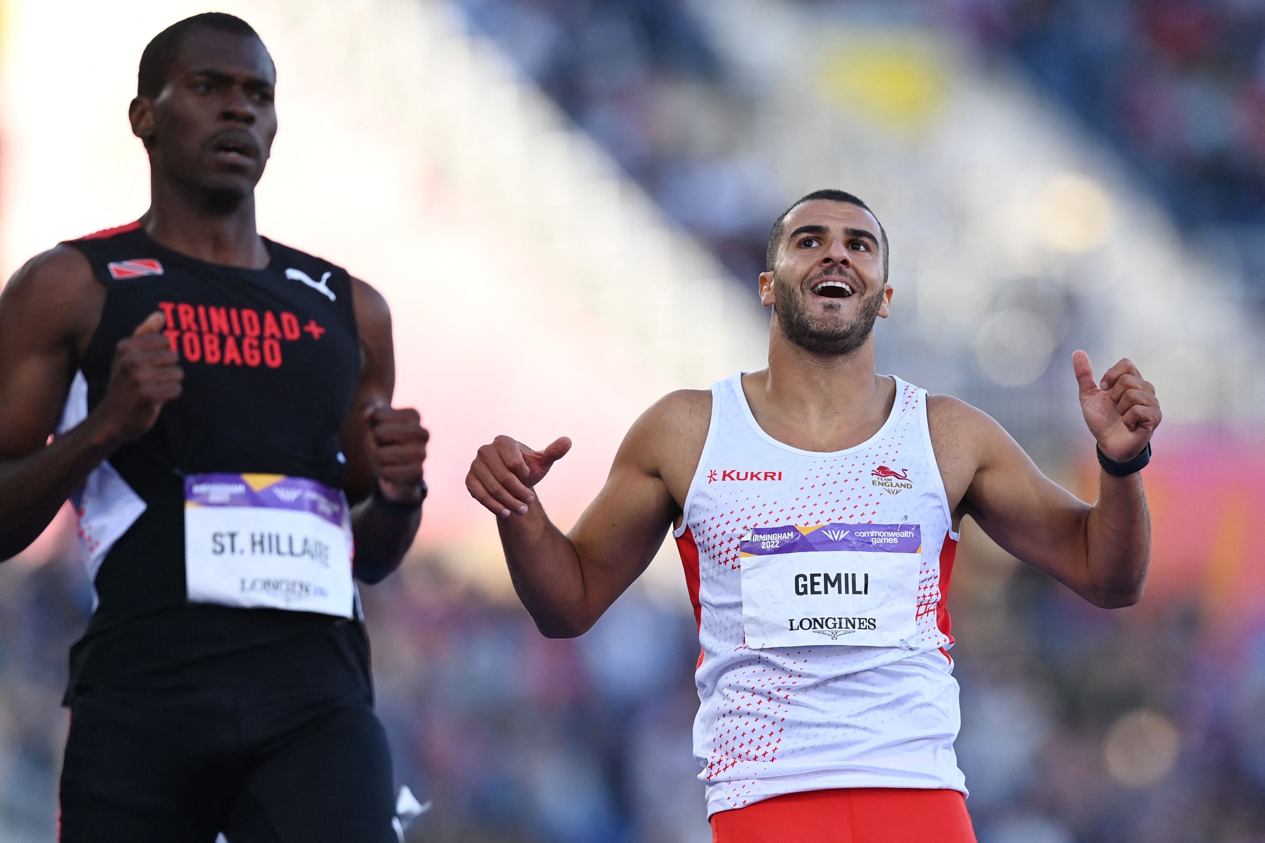 Adam Gemili reacts after the men’s 200m semi-finals