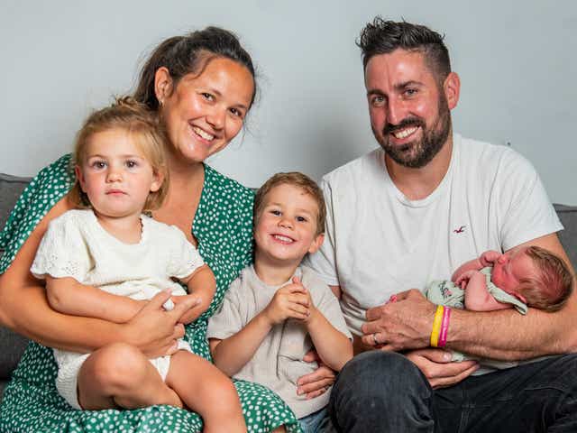 <p>Karen and James Marks with their children, Isabella, Cameron and Gabriella</p>
