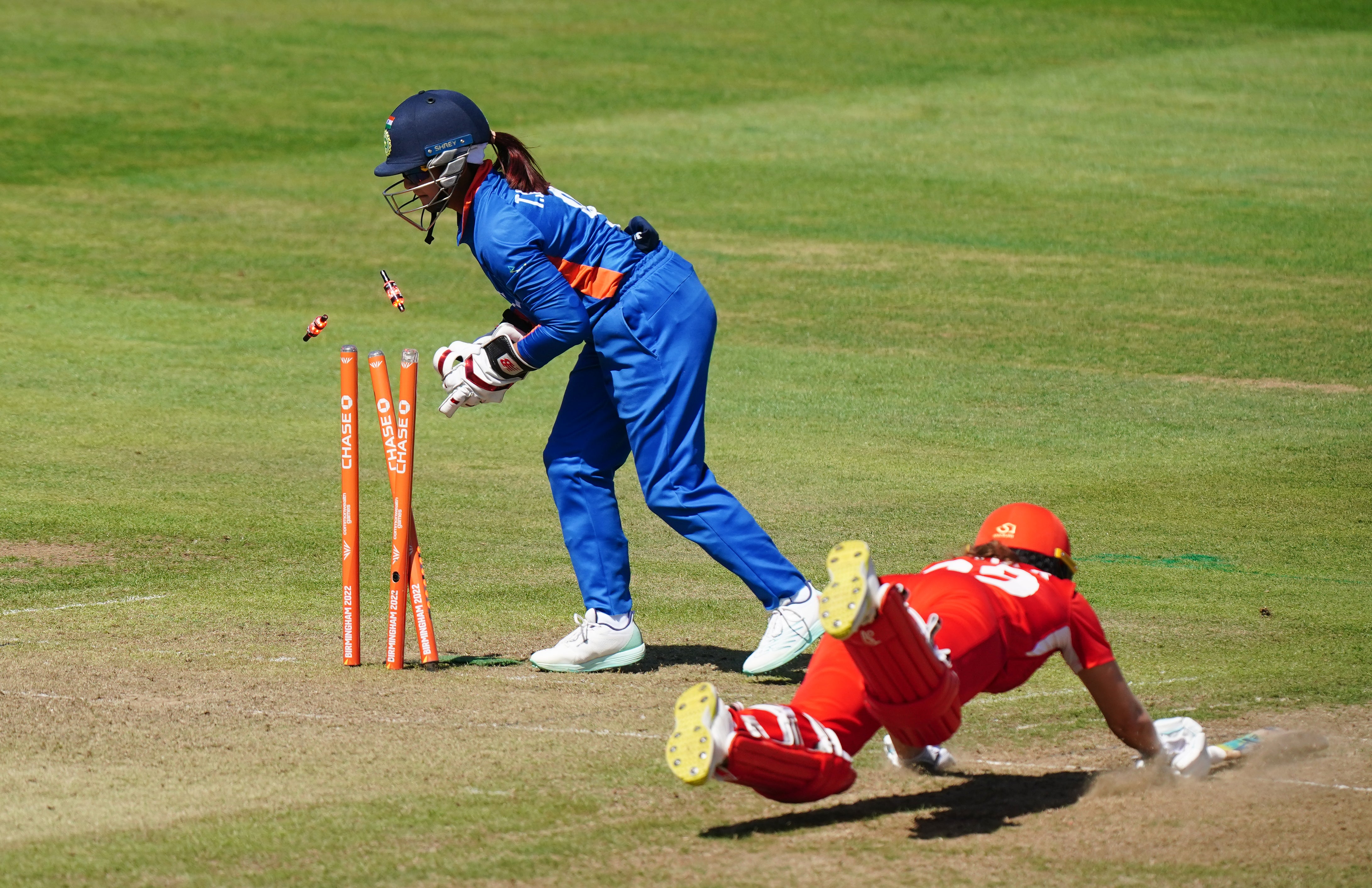 England’s Nat Sciver is run out against India (Mike Egerton/PA)