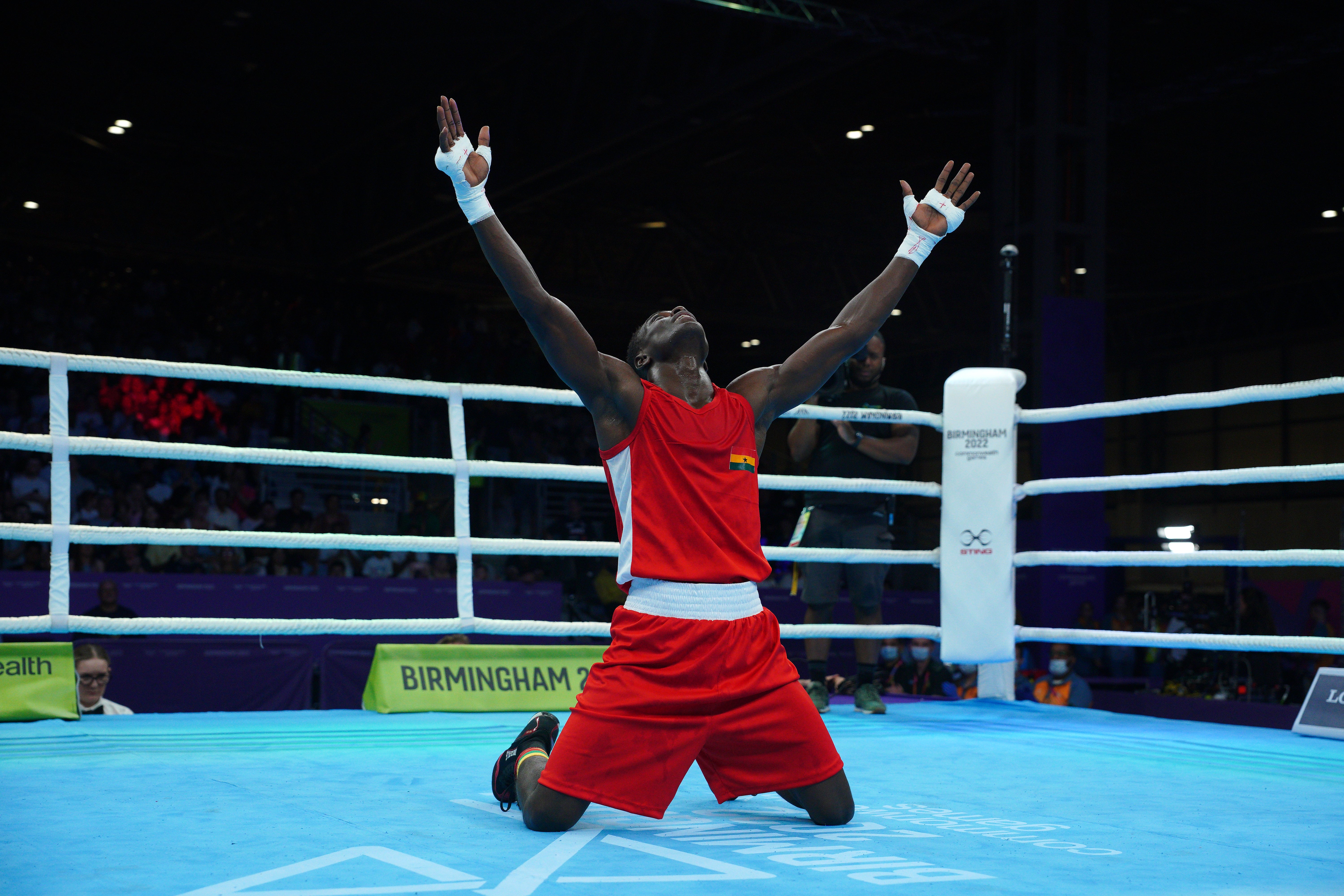 Ghana’s Abraham Mensah reached the men’s bantamweight boxing final (Peter Byrne/PA)