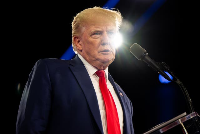 <p>Donald Trump speaks at CPAC held at the Hilton Anatole on 6 August in Dallas, Texas </p>