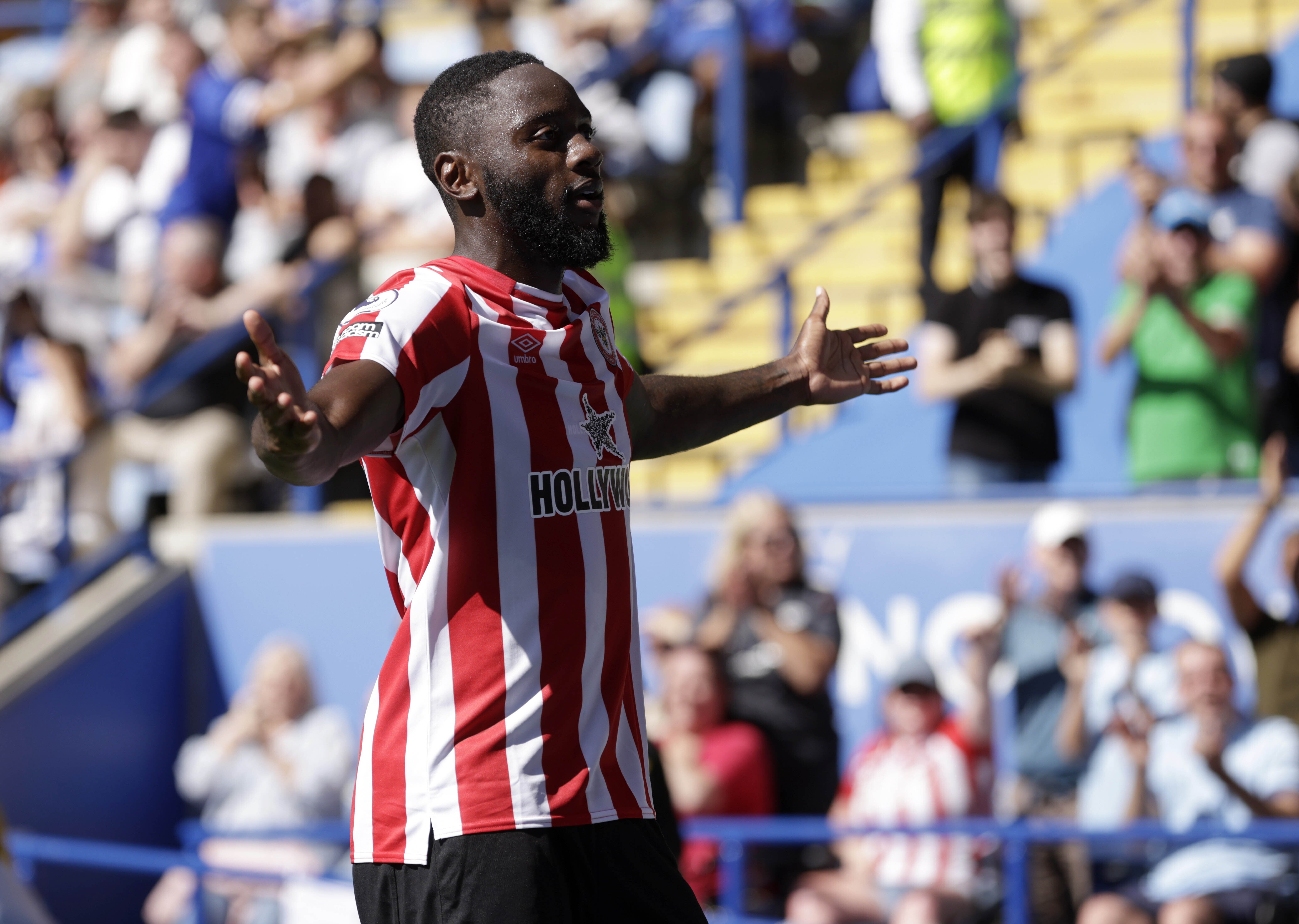 Brentford’s Josh Dasilva celebrates scoring the equaliser