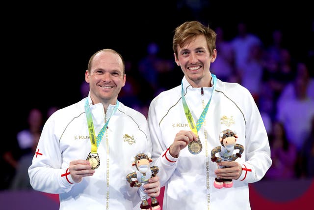 England’s Liam Pitchford (right) and Paul Drinkhall won gold in the table tennis doubles (Isaac Parkin/PA)