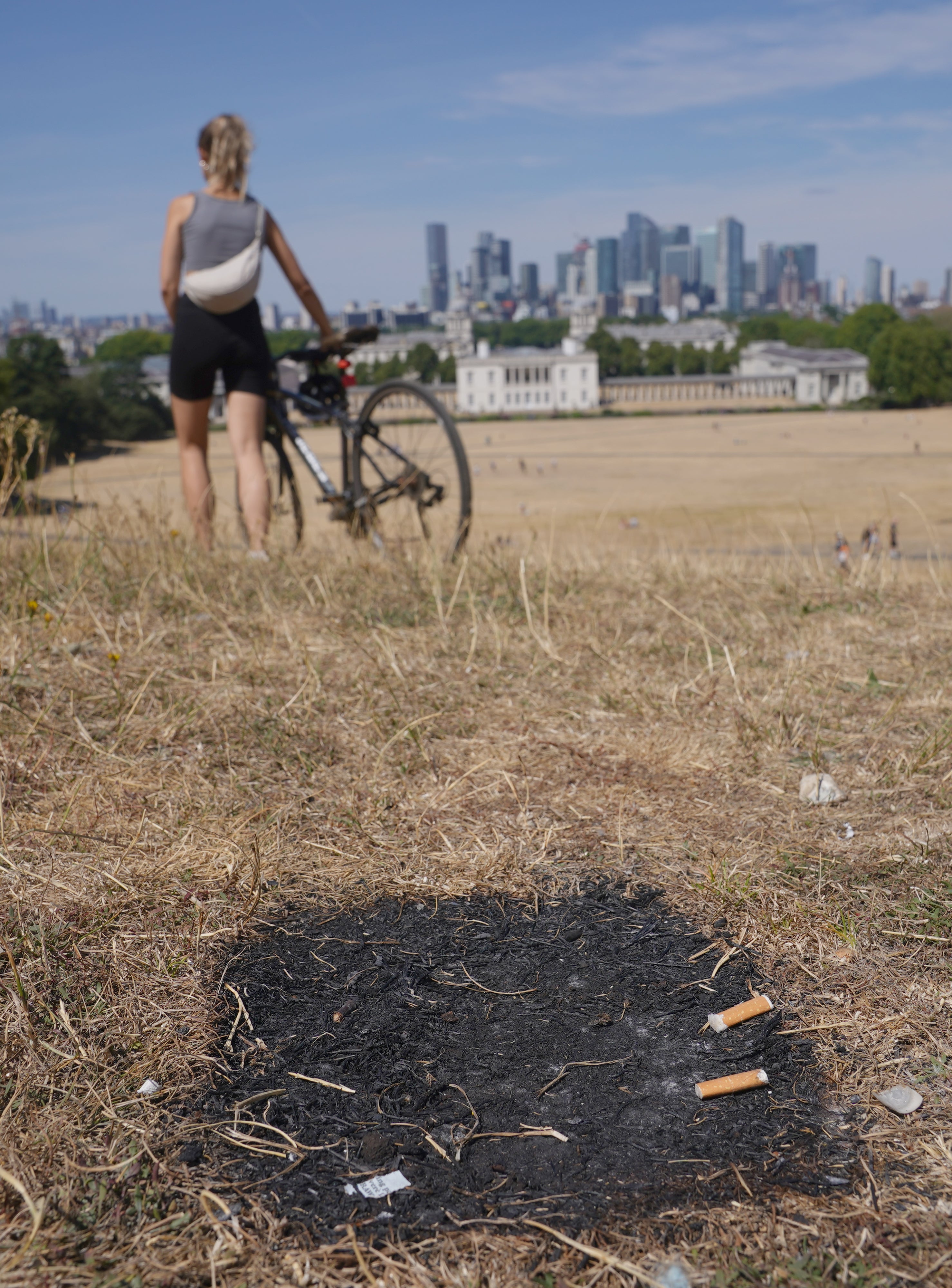 Scorched earth left by a disposable barbecue in Greenwich Park, south London (Yui Mok/PA)