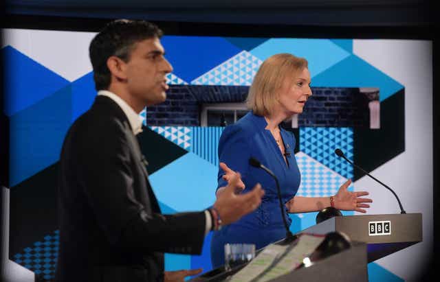 Rishi Sunak and Liz Truss face calls to do more to help the poorest families through the cost-of-living crisis (Jeff Overs/BBC/PA)