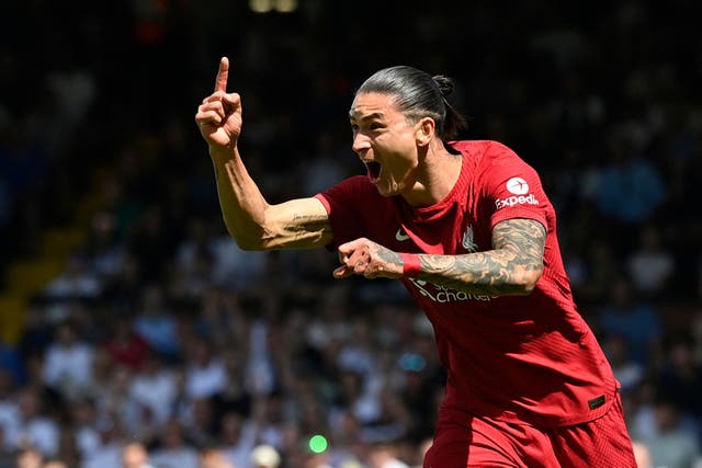 <p>Nunez started to dominate everything when he was introduced as a second-half substitute at Craven Cottage on Saturday </p>
