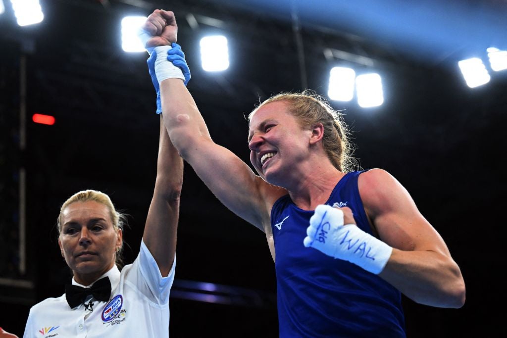 Wales’ Rosie Eccles took the light-middleweight gold