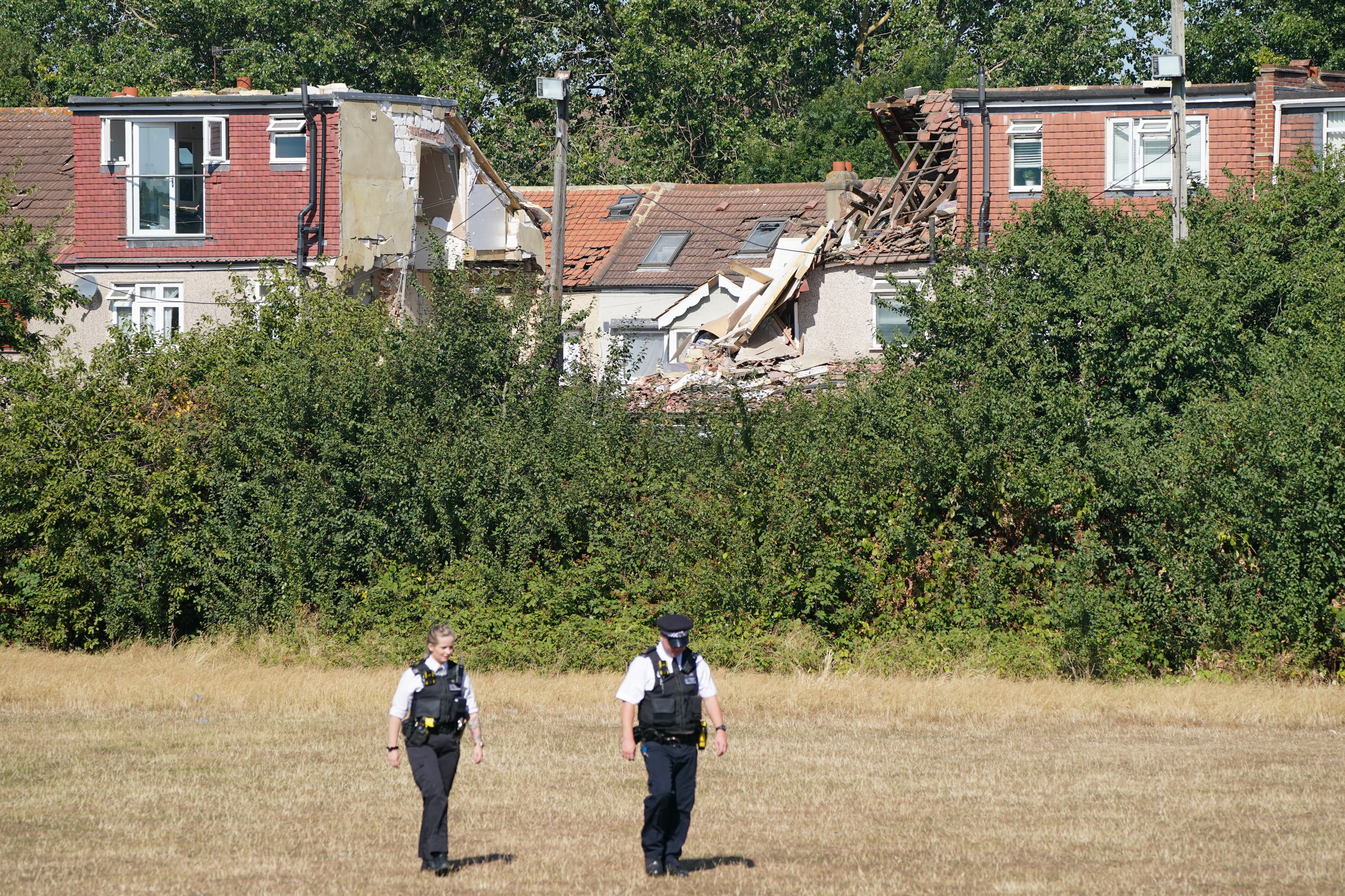 Emergency services at the scene in Galpin’s Road in Thornton Heath, south London, where the London Fire Brigade (LFB) report that a house has collapsed (Dominic Lipinski/PA)