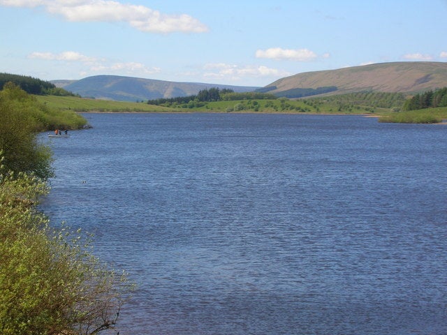 Stocks Reservoir in Lancashire seen from a similar angle during summer months in non-drought conditions
