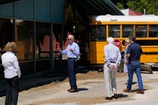 Biden news – live: President tours flood-hit Kentucky after major legislative victory