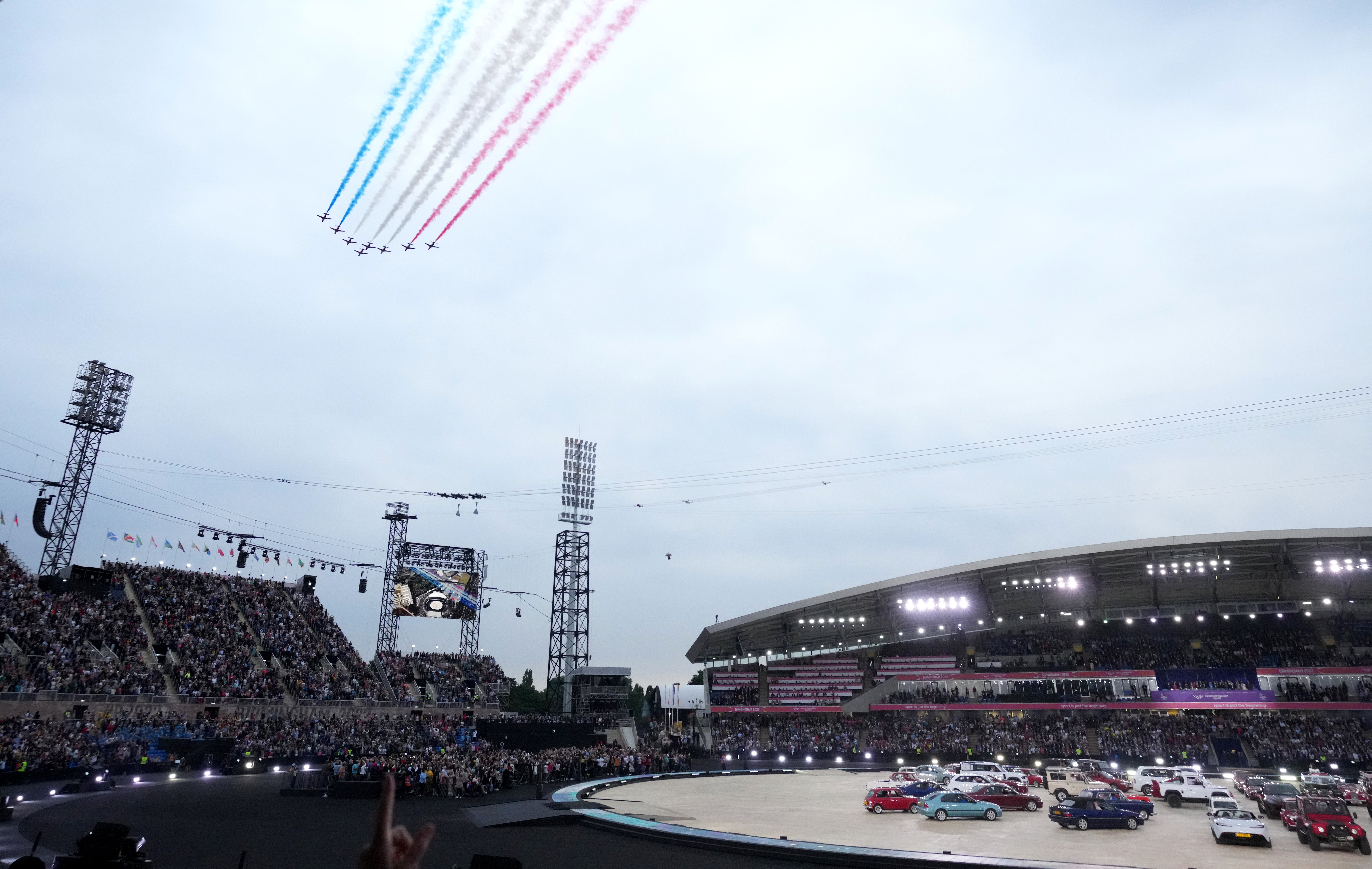 The Red Arrows flew over the stadium during the opening ceremony (Tim Goode/PA)