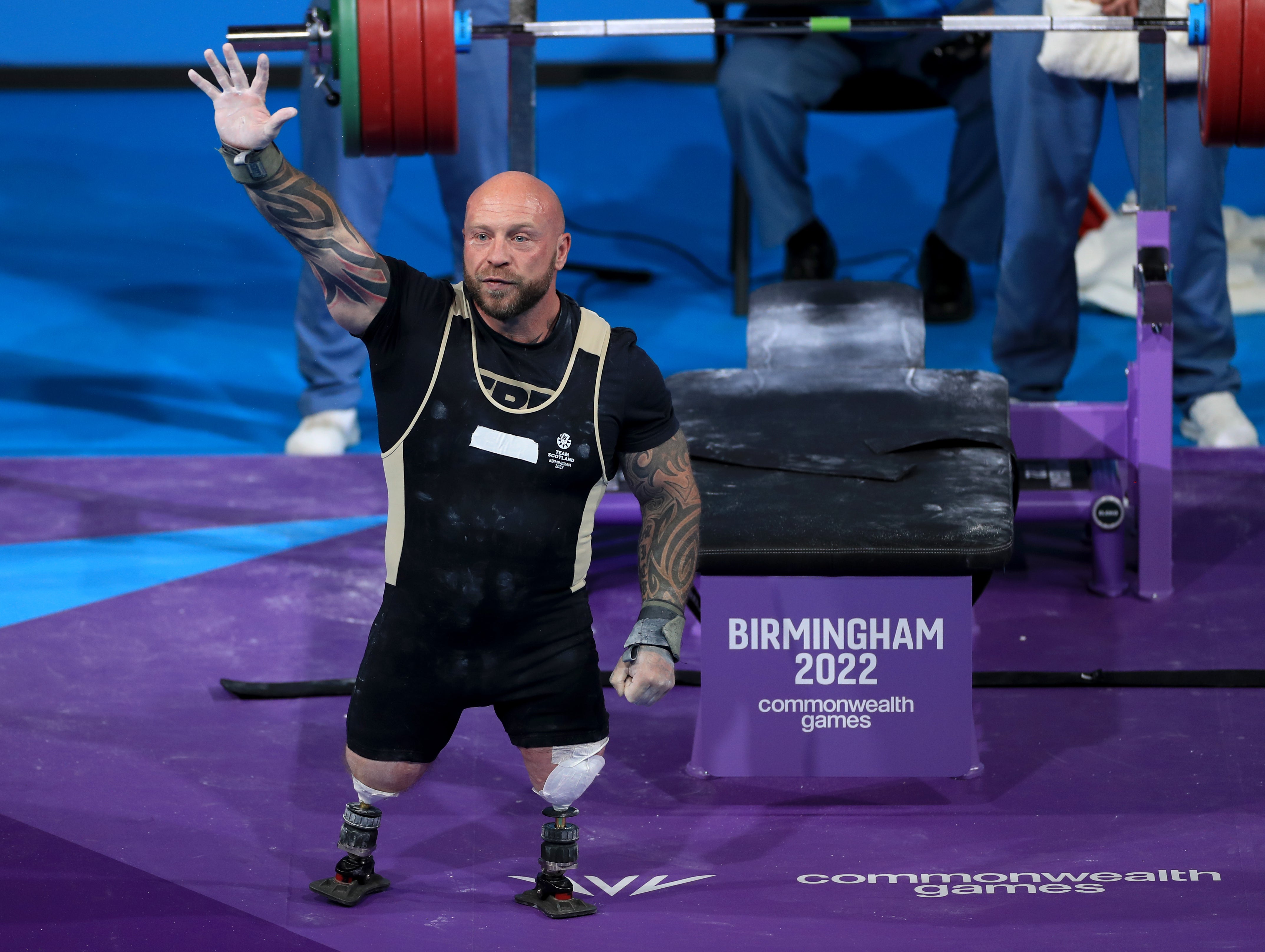 Scotland’s Micky Yule during the men’s heavyweight para powerlifting final (Bradley Collyer/PA)