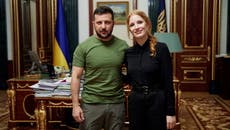 Jessica Chastain meets with President Volodymyr Zelenskyy in Ukraine