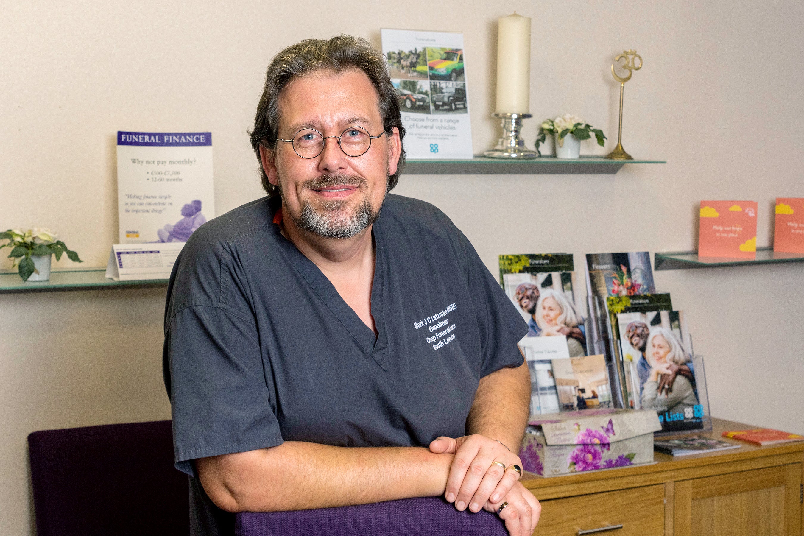 Mark at one of his bases Co-op Funeralcare Purley (Co-op Funeralcare/PA Real Life)