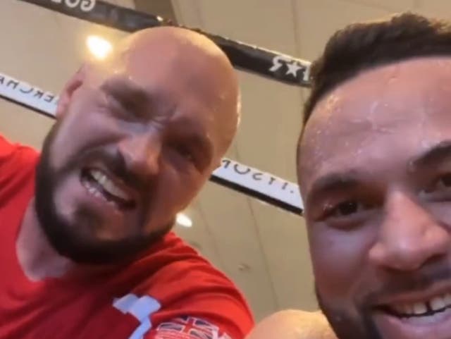 <p>Tyson Fury (left) is aiding Joseph Parker’s preparation for a  fight with Joe Joyce</p>