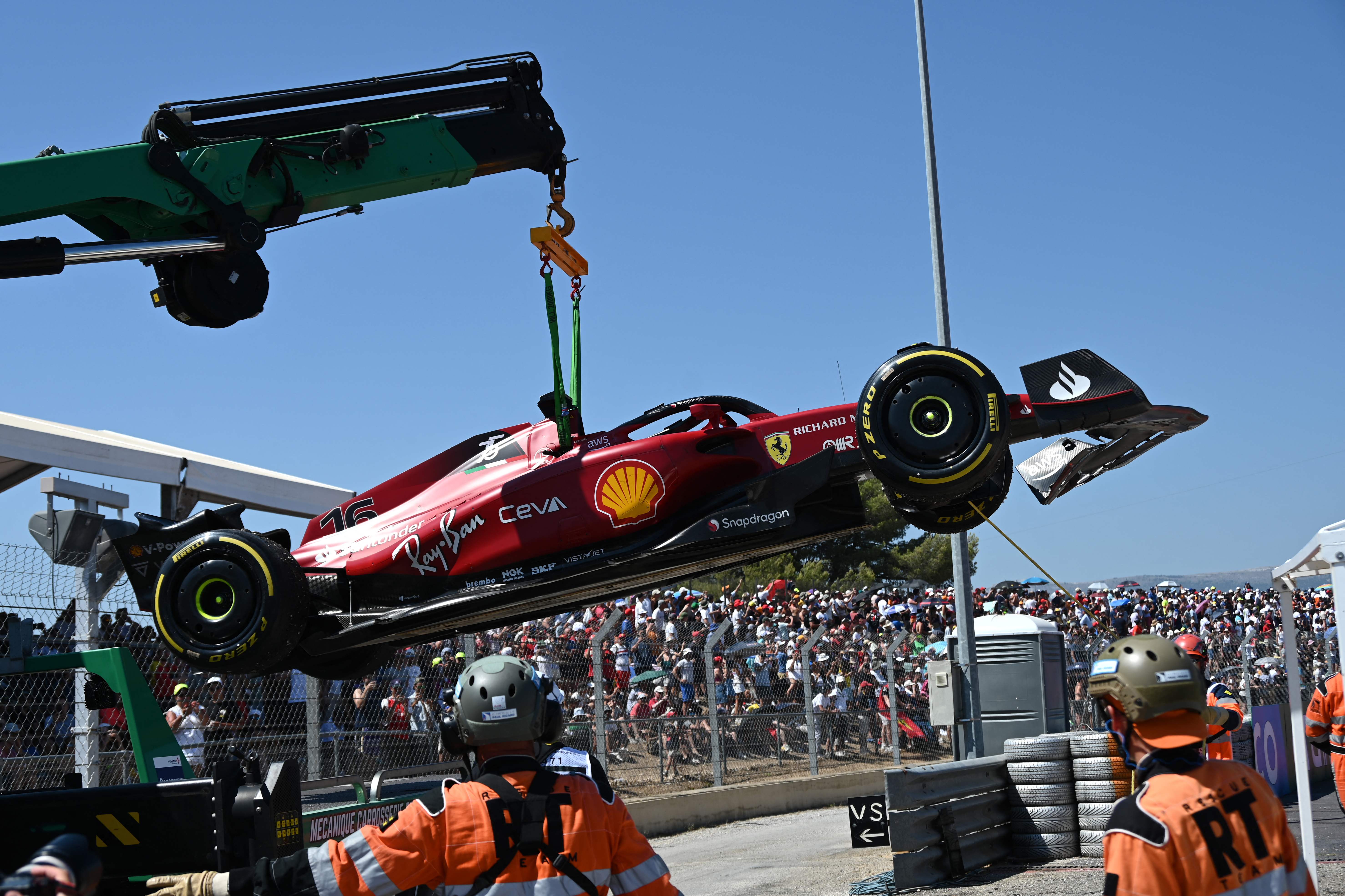 Charles Leclerc crashed out at the French Grand Prix