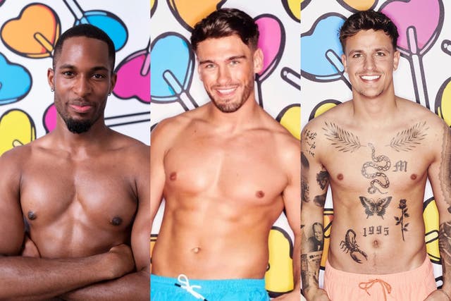 <p>From left to right: Former Love Island stars Remi Lambert, Jacques O’Neill and Luca Bish</p>