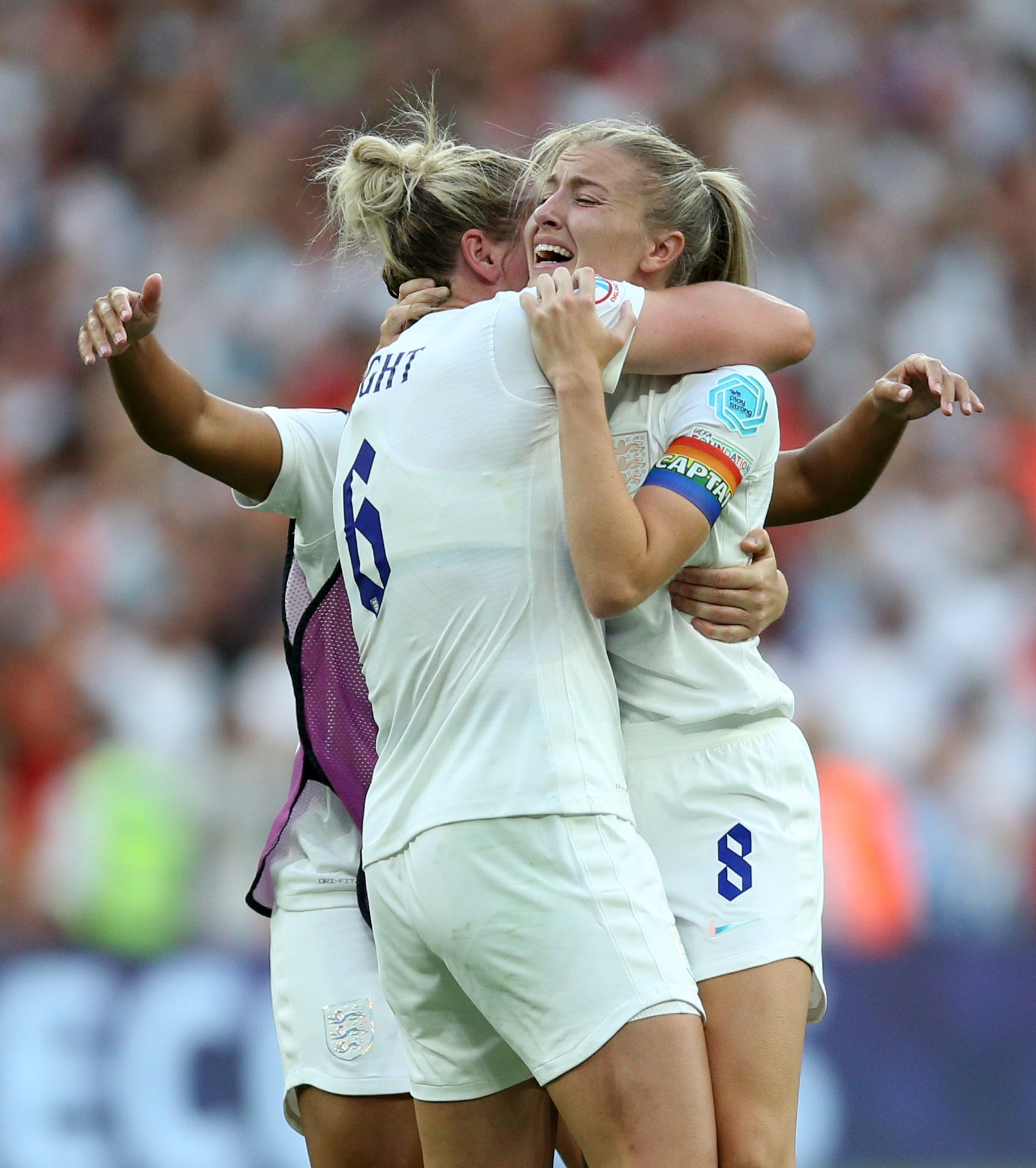 Football legends like Millie Bright and Leah Williamson are inspiring the next generation (Nigel French/PA)