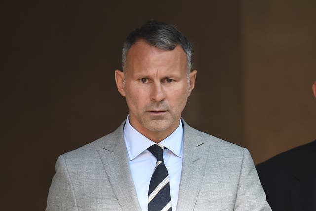 Former Manchester United footballer Ryan Giggs leaving Manchester Crown Court (Peter Powell/PA)