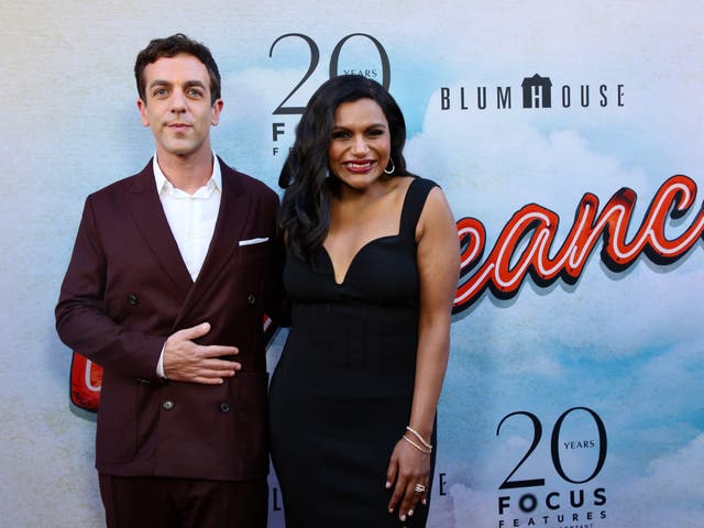 <p>Director B.J. Novak and actor Mindy Kaling attend the Los Angeles Premiere of "Vengeance" at Ace Hotel on July 25, 2022</p>