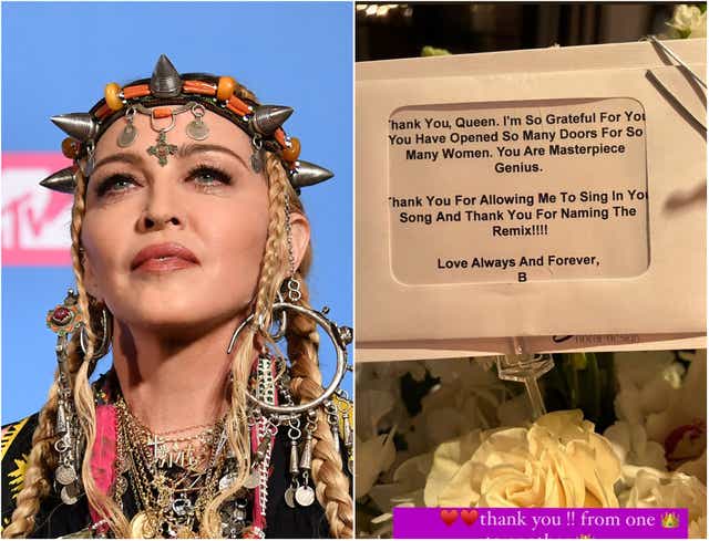 <p>Madonna and note from beyonce</p>