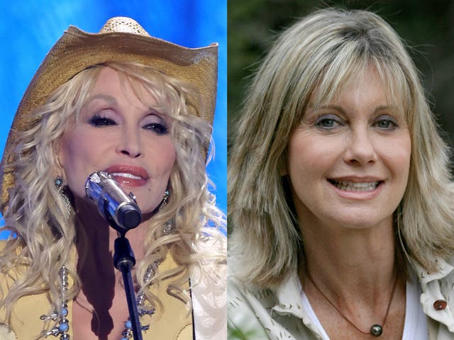 <p>Dolly Parton and Olivia Newton-John</p>