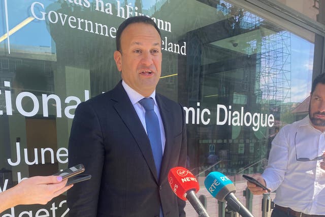 Leo Varadkar said the Government is considering ‘all options’ to find accommodation for Ukrainian refugees as thousands will be moved out of student campuses over the coming weeks (Irish economy/PA)