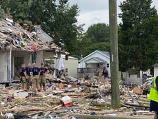 Dramatic video captures Indiana house explosion that killed three and left 40 homes damaged