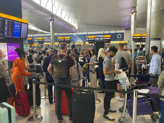 Heathrow airport insists recent travel chaos is beginning to ease after telling airlines to cut their flight programmes to tackle delays and cancellations (PA)