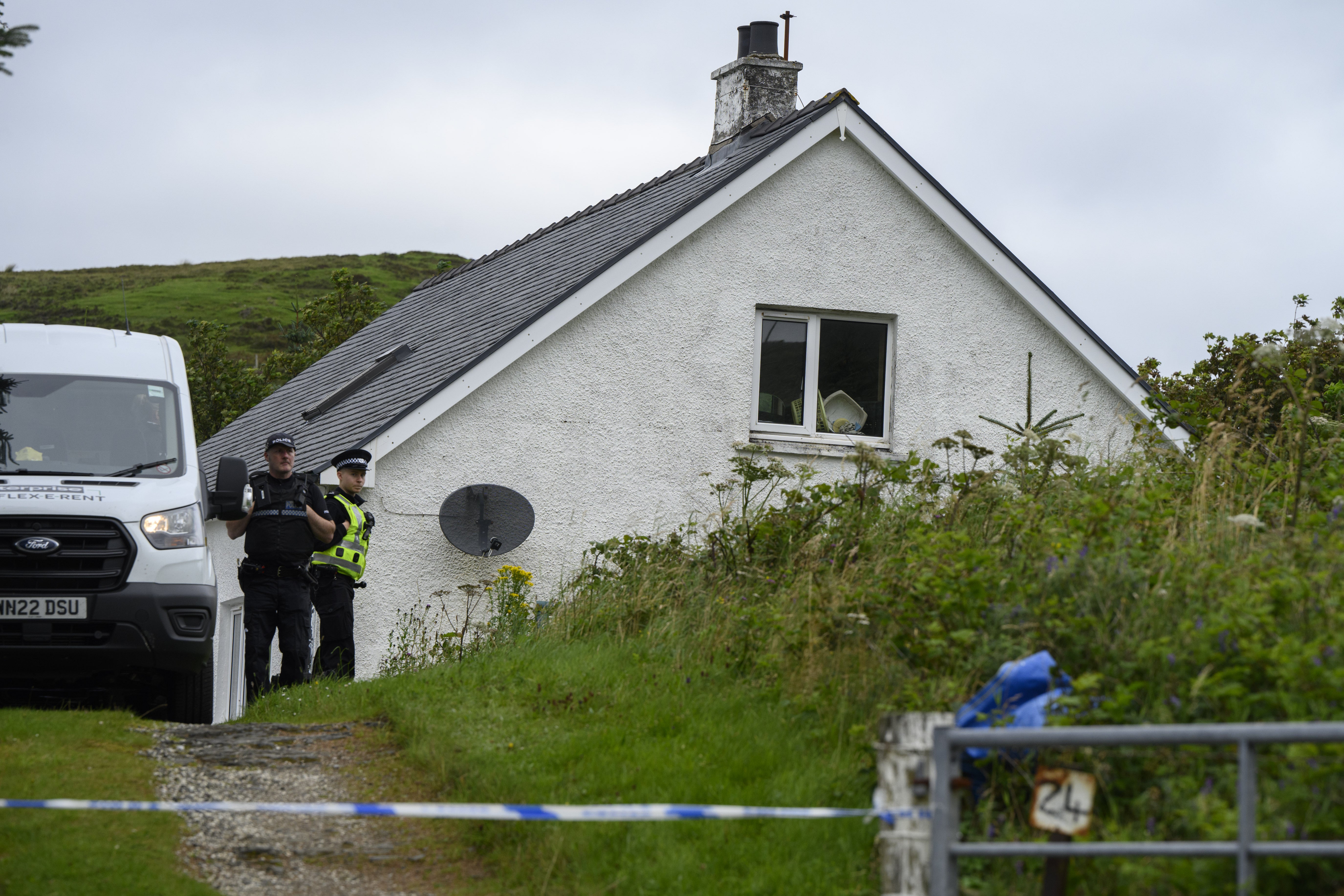 Police at the scene of the incident in Tarskavaig, Skye (John Linton/PA)