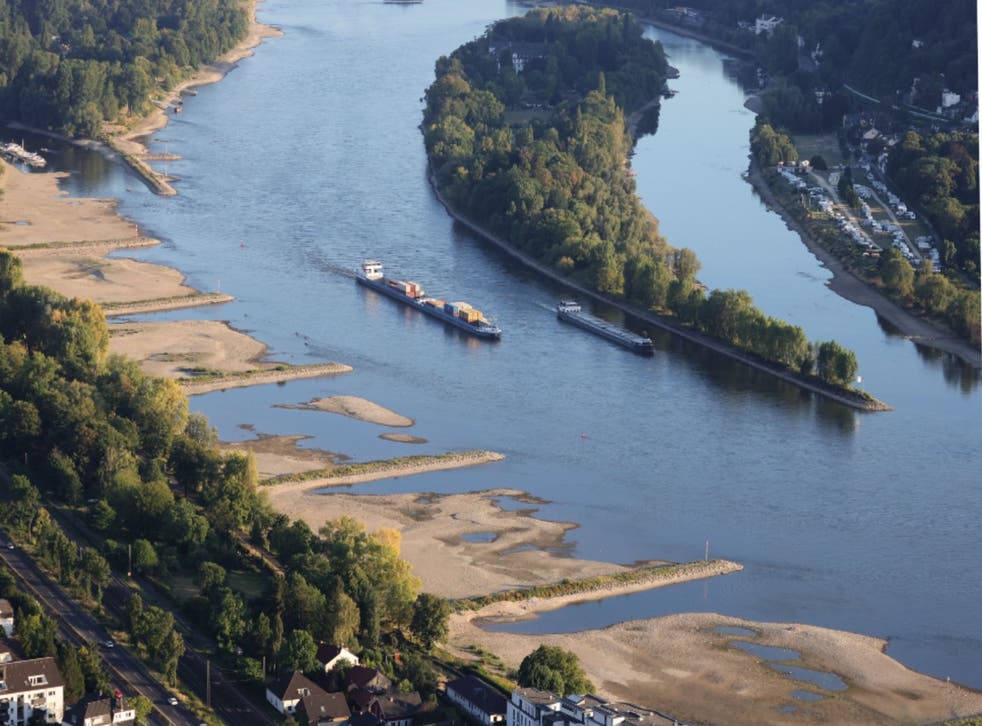 <p>The ongoing hot weather and lack of rain have caused water levels on the Rhine and several other German rivers to fall</p>