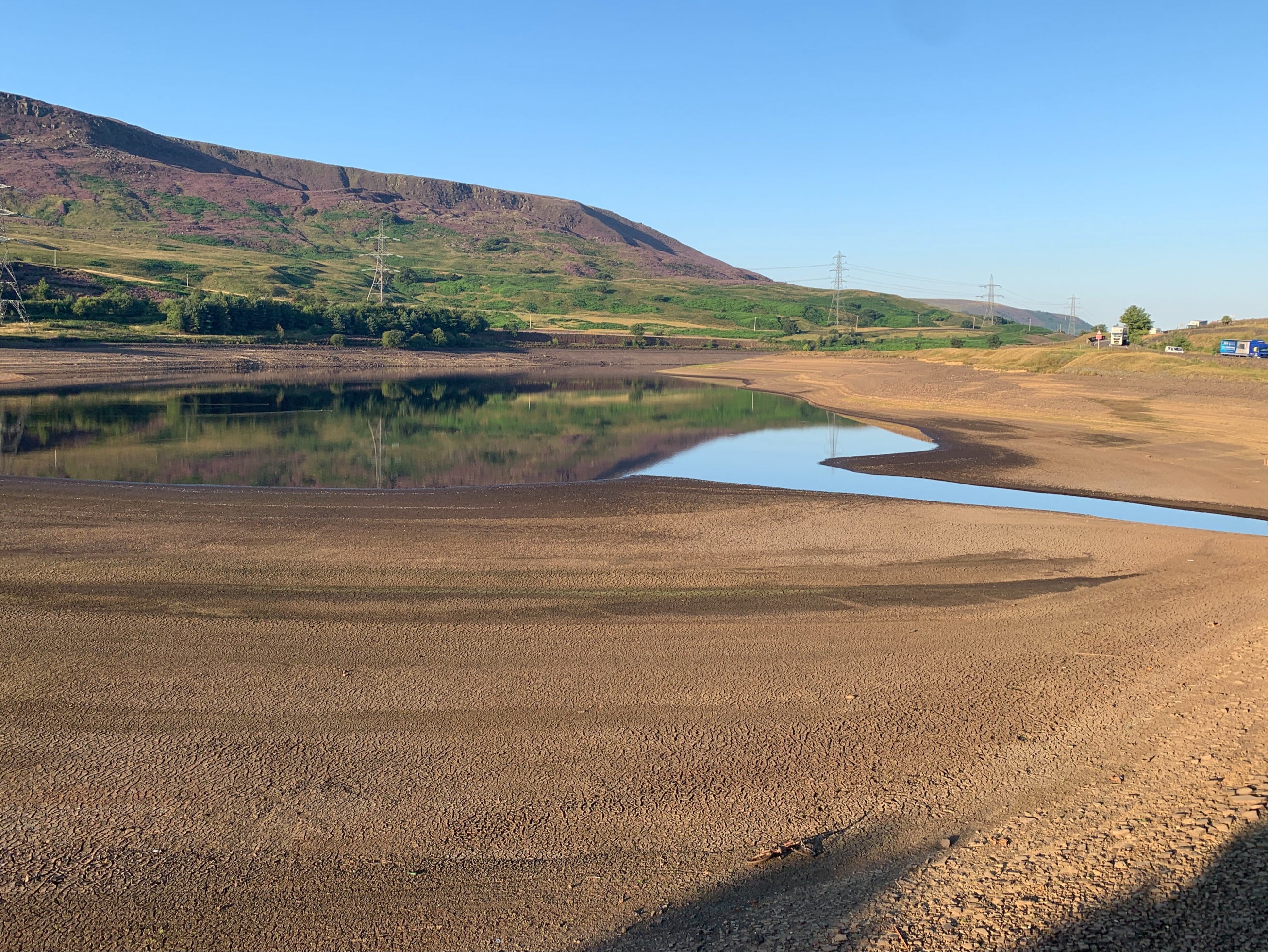 Reservoir water levels have dropped dramatically in parts of the UK