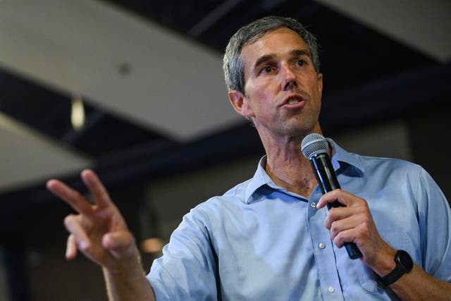 <p>Democratic Texas gubernatorial candidate Beto O'Rourke speaks during a stop on his 49-day Drive for Texas tour Wednesday, July 20, 2022, in Midland, Texas</p>