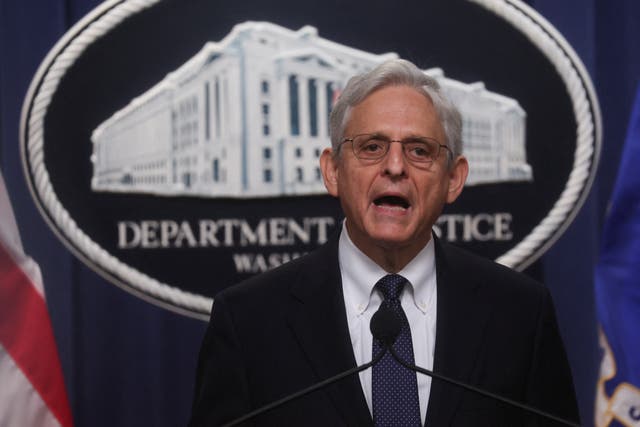 <p>US attorney general Merrick Garland speaks about the FBI’s search warrant served at former president Donald Trump's Mar-a-Lago estate in Florida</p>