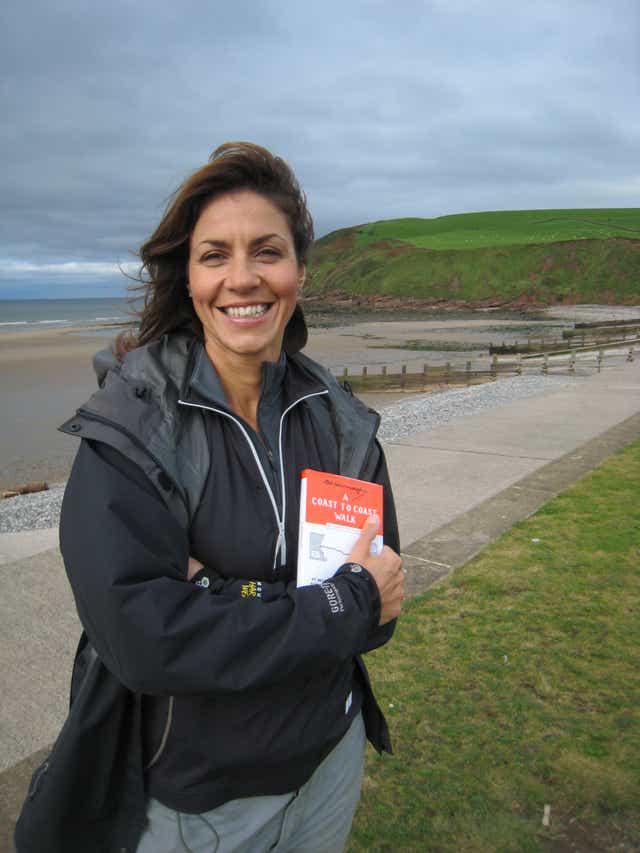 TV presenter and keen walker Julia Bradbury at the start of the Coast to Coast walk in St Bees, Cumbria (Julia Bradbury/PA)