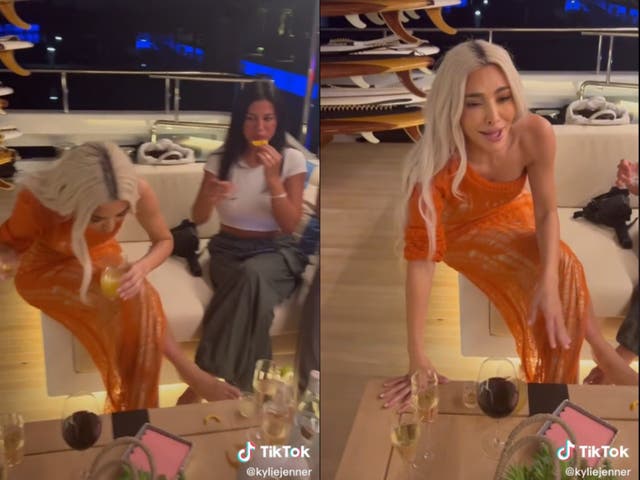 <p>Kim Kardashian appears to spit out tequila during Kylie Jenner’s birthday party</p>
