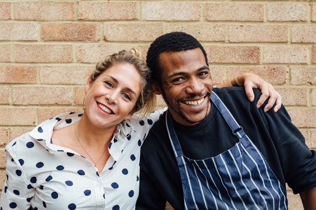 <p>Alex Head, founder of Social Pantry, with Ruben, an employee who served time in prison</p>