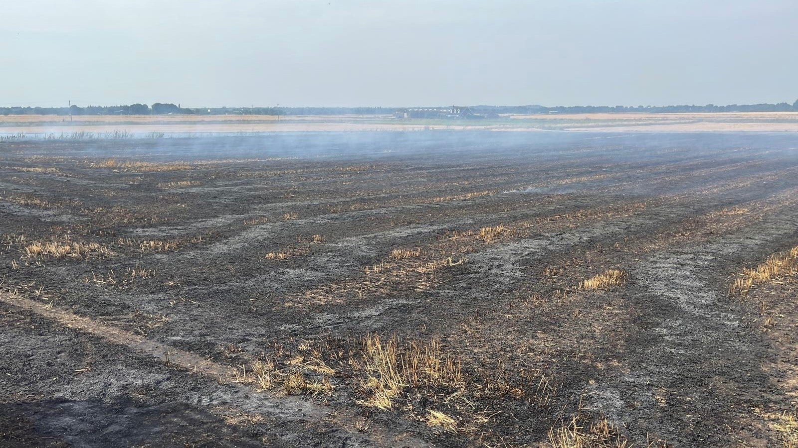 Cheshire Fire and Rescue Service of firefighters attend to a grass fire in Rixton, Warrington